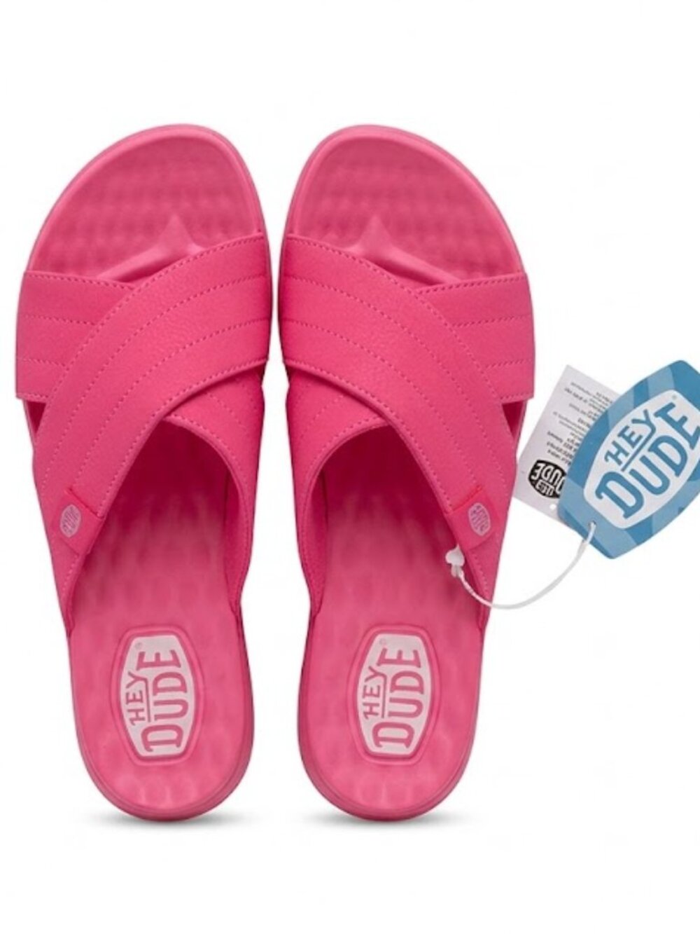 NWT Hey Dude Christi Electric Pink Slides Sandals Women's Size 8